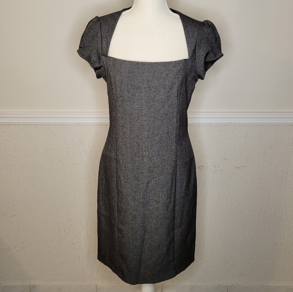 MAX Rave Sheath square neck gray dress short sleeve